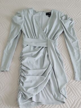 Betsy Adam Silver Shimmer Mini Dress